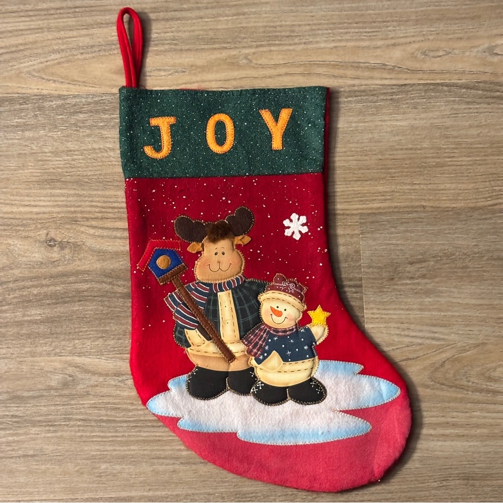 Xmas Stocking Xmas stocking snowman reindeer snowflakes quilted 3D